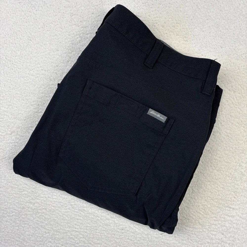 EDDIE BAUER 'Convertible Tech Pants' Mens 38/30 Black Zip-Off Stretch Hiking EUC